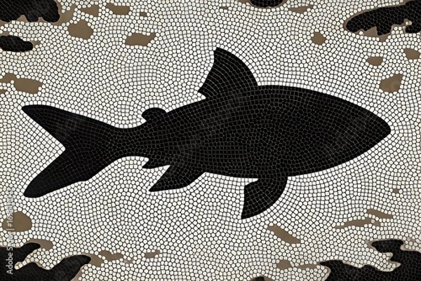 Fototapeta Black Fish Mosaic Tile Pattern Texture - Monochrome designs