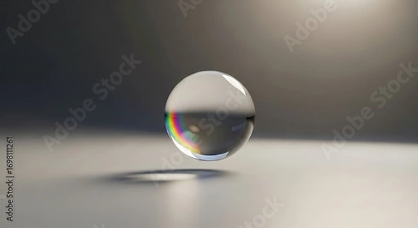Fototapeta Refractive sphere casting rainbow spectrum, suspended in neutral ambiance