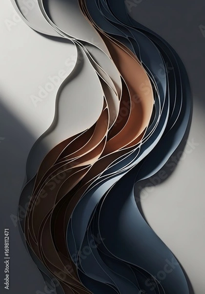 Fototapeta Serene abstract wave design of flowing layered curves and calming hues