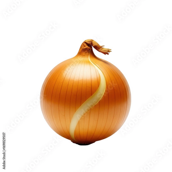 Fototapeta Perfectly lit golden onion isolated against a transparent background showing texture and details