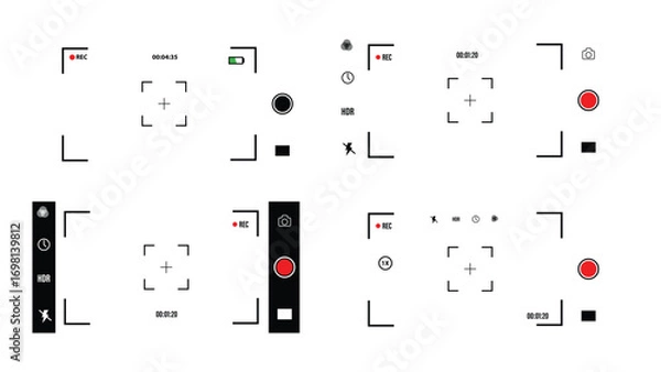 Obraz App for record from mobile camera.Camera interface in phone screen.. Smartphone mockup for photography.