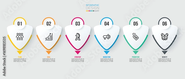 Fototapeta Infographic template business concept with step.
