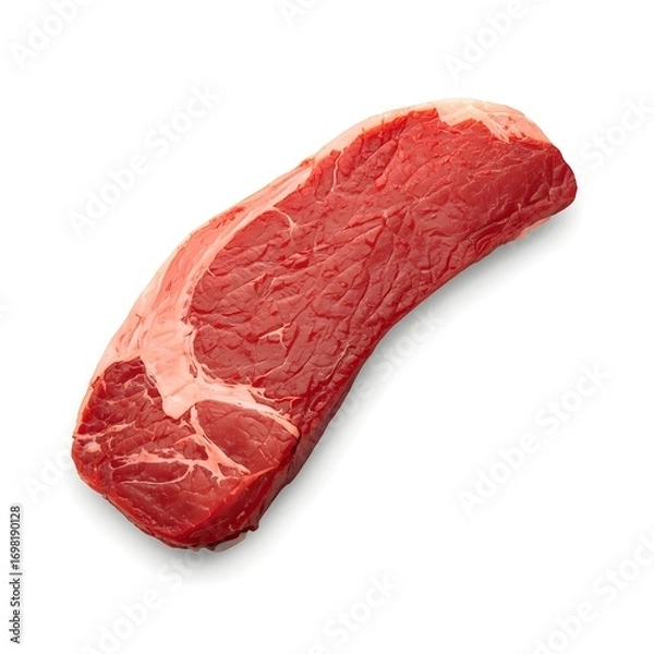 Obraz  Single Raw Fresh Beef Steak isolate on white
