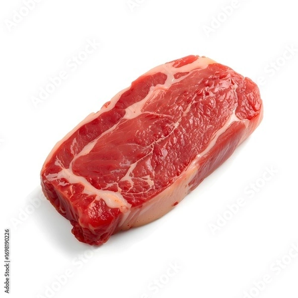 Obraz  Single Raw Fresh Beef Steak isolate on white