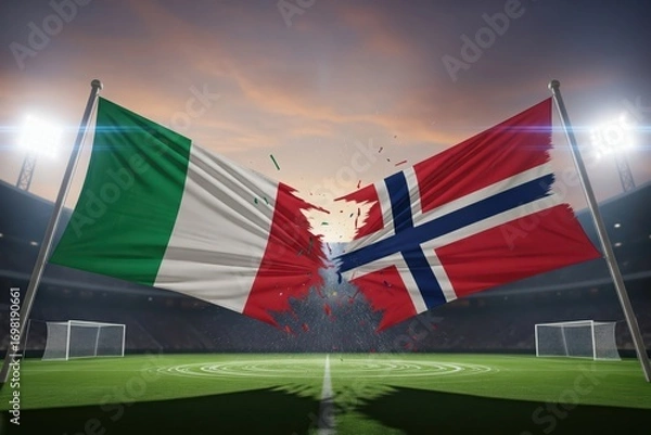 Fototapeta Italy VS Norway, world cup 2026 soccer