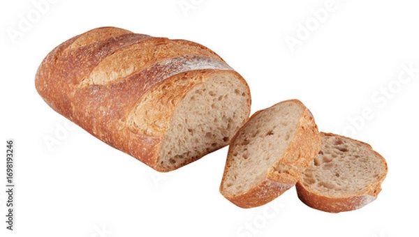 Obraz Breakfast baked bread cut out isolated transparent background