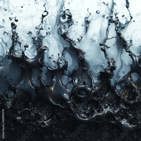 Fototapeta Abstract Fluid Art With Dynamic Black And Blue Swirls. Captures The Essence Of Movement And Chaos