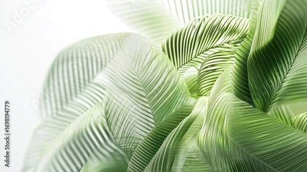 Fototapeta Abstract Green Leaf Pattern With Soft Light. Nature-Inspired Design For Tranquility And Calm