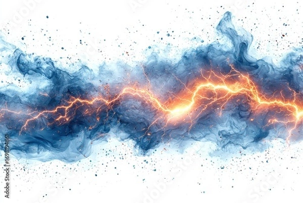 Fototapeta Abstract Electric Lightning In Blue Smoke. Dynamic Energy And Power Concept