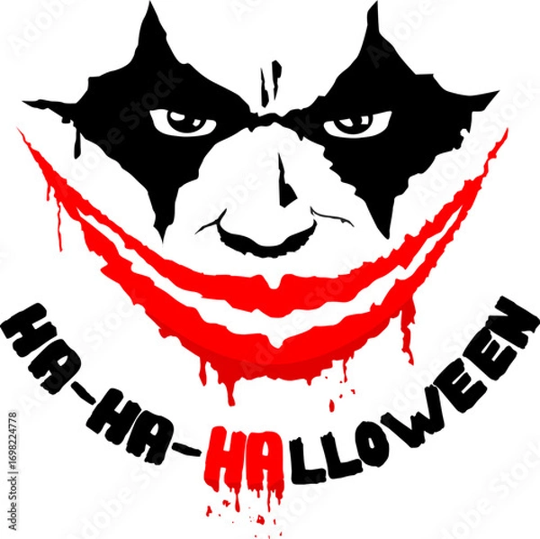 Obraz Halloween smiling evil clown. Vector on transparent background