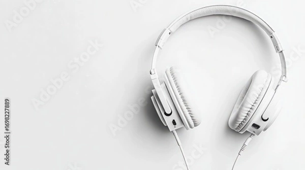Fototapeta Stylish White Headphones on a Clean Background for Music Lovers and Audiophiles