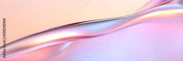 Obraz Abstract background with a fluid iridescent wave. Modern metallic shape with a soft pink and blue gradient. Futuristic wallpaper design