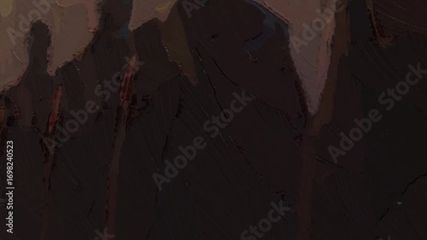 Fototapeta Abstract dark oil painting with textured brush strokes and shadowy vertical forms