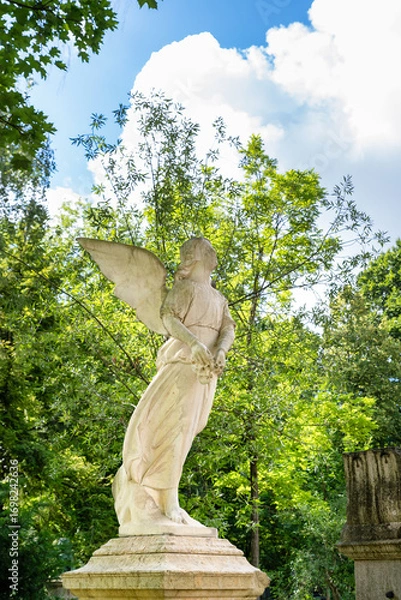 Fototapeta Großer Engel mit dem Blick zum Himmel auf einer Säule  Alter Südfriedhof München 