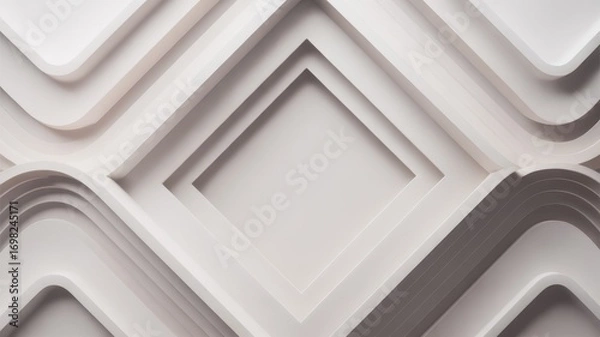 Fototapeta Abstract geometric pattern with layered curves and sharp angles in neutral tones