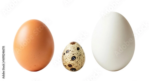 Fototapeta Chicken, quail, and duck egg isolated on transparent background