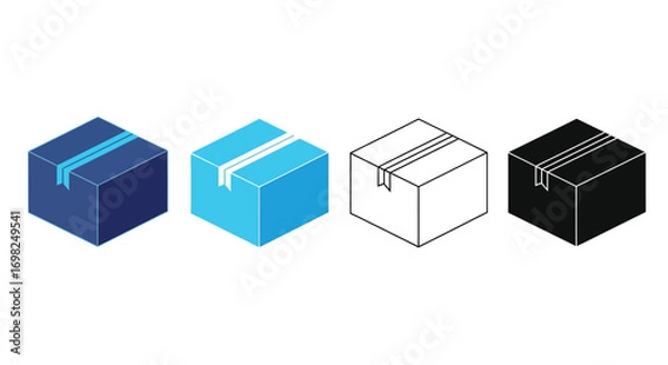 Obraz Isometric shipping parcel box icons vector illustration