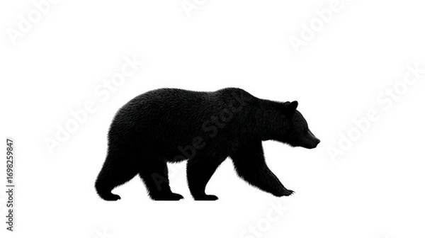 Fototapeta Stylized silhouette of bear in walking motion on clean isolated on a Transparent background, PNG file.