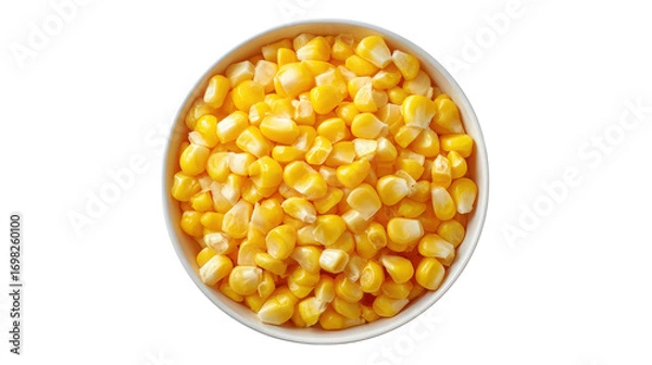 Fototapeta Sweetcorn kernels in a small bowl centered isolated on a Transparent background, PNG file.