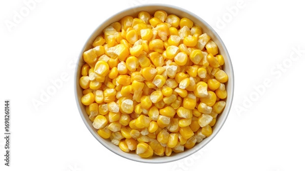 Fototapeta Sweetcorn kernels in a small bowl centered isolated on a Transparent background, PNG file.