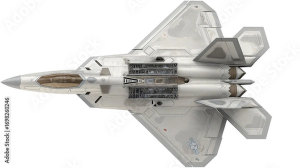 Fototapeta Tactical fighter aircraft model shown in elevation view background isolated on a Transparent background, PNG file.