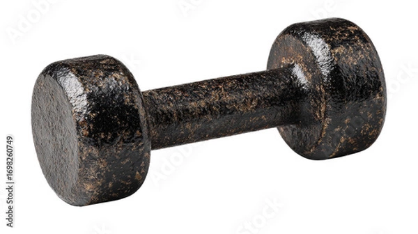 Fototapeta Textured black dumbbell showing wear and tear background isolated on a Transparent background, PNG file.