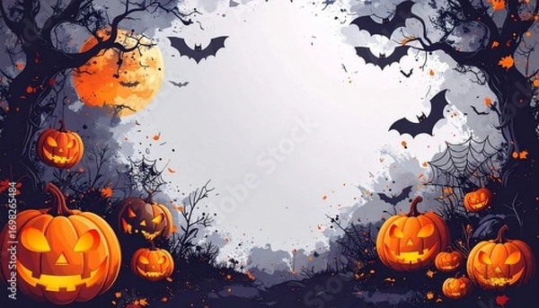 Fototapeta beautiful border frame of scary halloween concepts and themes with copy space, graphic resource	
