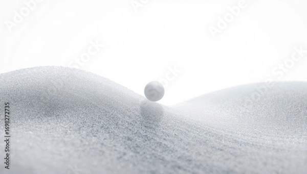 Fototapeta Minimalist Snowscape White Sphere on Undulating Snowdrift