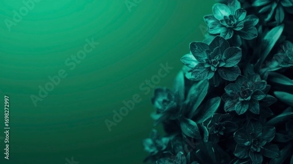 Obraz Emerald Green Floral Background Lush Greenery and Blossoms