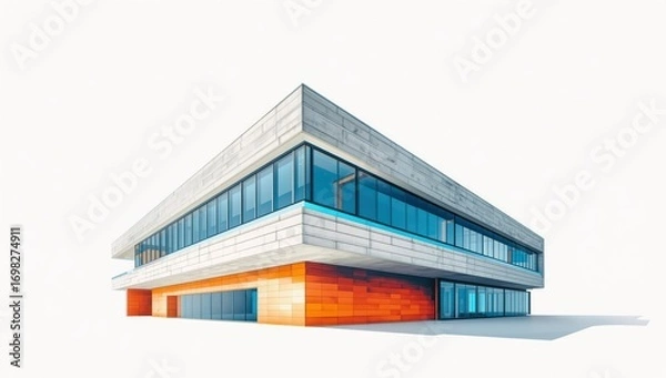 Fototapeta Modern Architectural Design Contemporary Office Building Rendering