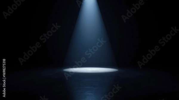 Obraz Dramatic Spotlight on Dark Stage Floor, Cinematic Lighting Effect