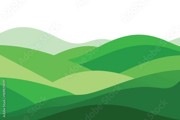 Fototapeta Minimalist Green Hills Illustration Gradient Shades of Emerald and Lime Landscape Background Pattern