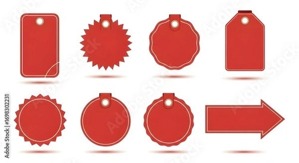 Fototapeta 
Red blank price tag and labels set Pro Vector