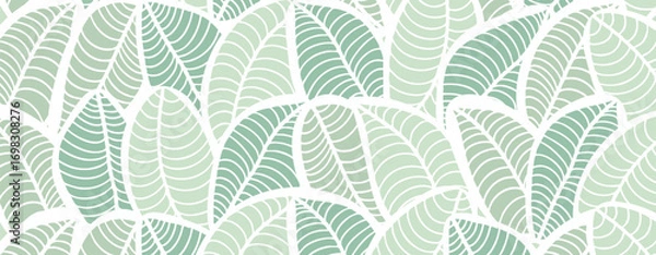 Fototapeta Green foliage vector horizontal abstract background. Botanical green design for decor, wallpaper or covers.