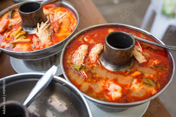 Obraz Tom yum goong or tom yam is a type of hot and sour Thai soup.