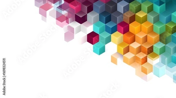 Fototapeta Colorful abstract background with 3d cubes and geometric shapes removed background
