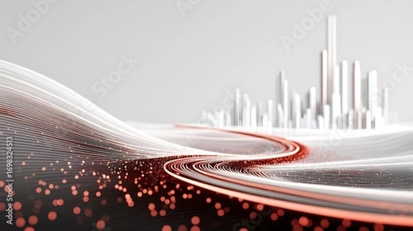 Fototapeta Abstract futuristic cityscape with glowing lines and modern architecture removed background