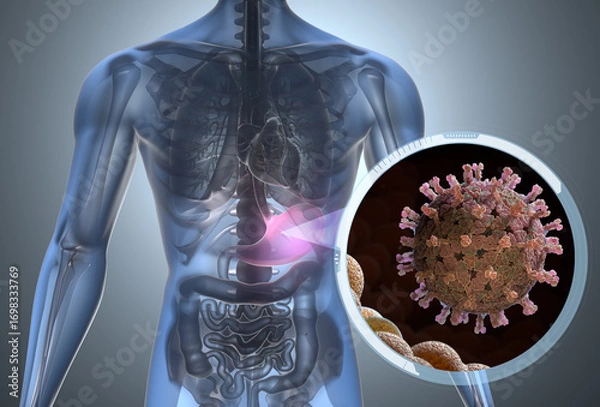 Obraz Rotavirus bacteria in digestive system