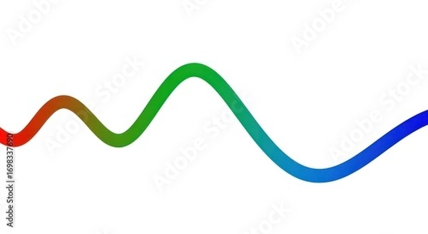 Obraz Colorful Wavy Line on White Background, Abstract Design.