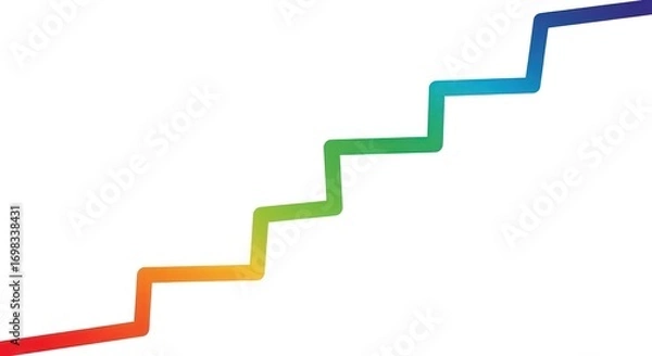 Obraz Colorful Gradient Staircase Ascending on White Background