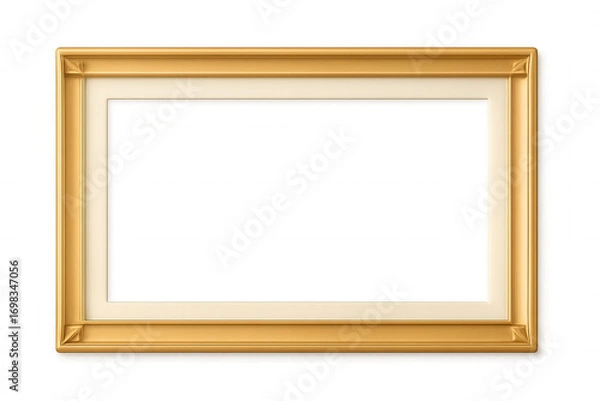 Obraz Realistic golden frame with passepartout, creating elegant presentation space on a transparent background