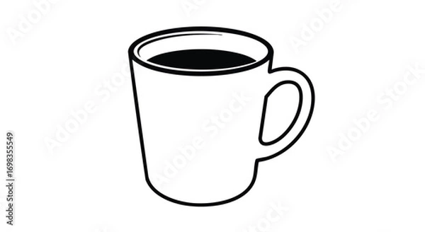 Fototapeta Enjoy a coffee break with this simple line art mug illustration for your next design project