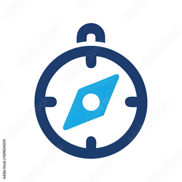 Obraz Simple blue compass icon on a black background for navigation and direction