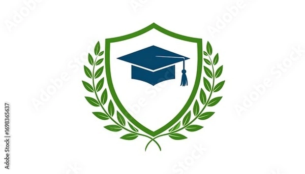 Fototapeta Educational shield emblem with laurel wreath