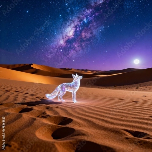 Obraz 홀로그램여우와은하수사막밤풍경