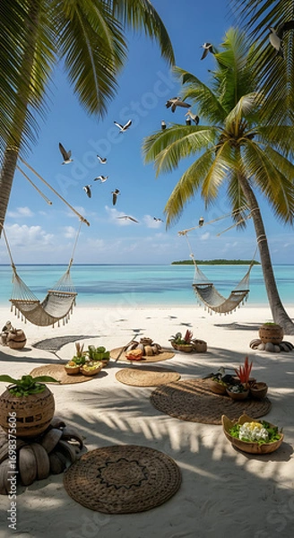 Obraz tropical beach with coconut palm trees