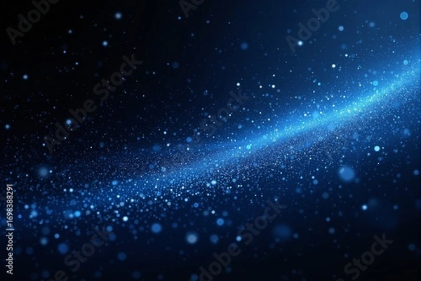 Fototapeta Glowing blue particles swirling in space on a deep background, creative digital style, glowing effect, concept of cosmic energy. Ai generative