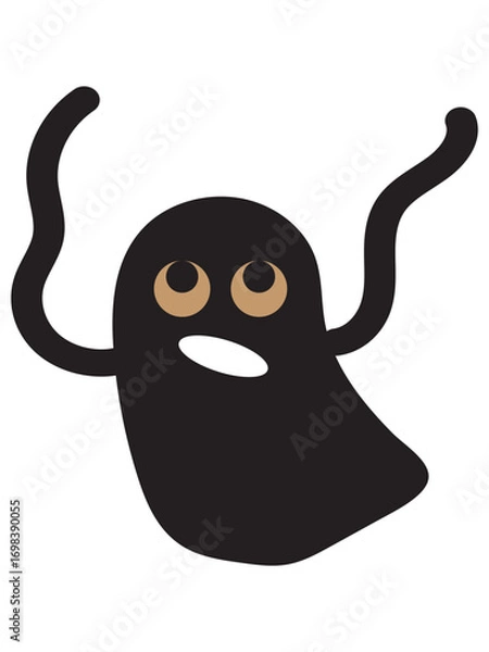 Fototapeta Scary ghost icon with red eyes for Halloween. Simple ghost illustration with red eyes and open mouth, designed as a spooky Halloween icon on a dark background