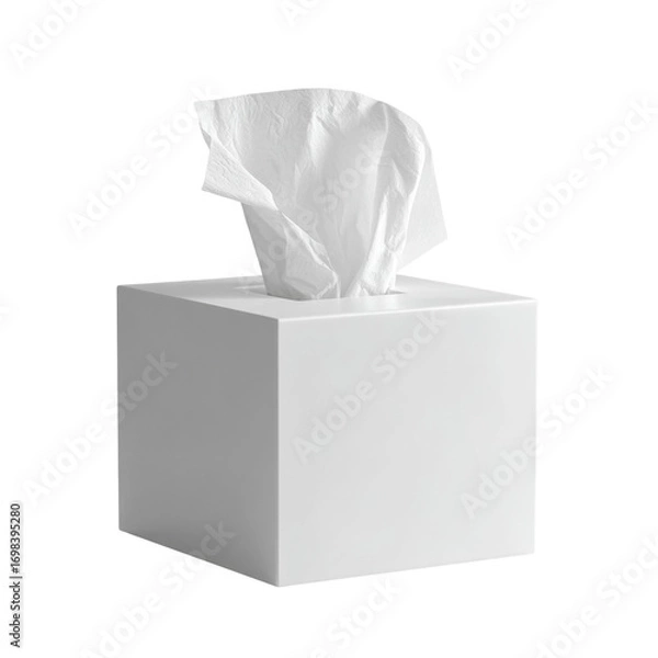 Fototapeta Elegant pristine white tissue box offering softness against a deep isolated space