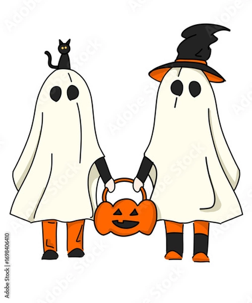 Obraz halloween ghost and pumpkin ,halloween costume